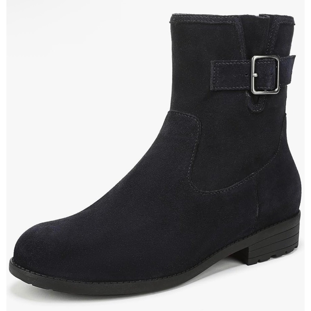 Vionic Jill Womens Ankle Boot Navy Blazer Suede‎ Orthotic Buckle 8.5 Medium New